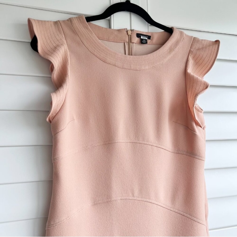 Ann Taylor Flutter Short Sleeve Peach Pink Cocktail Casual Dress - Picture 3 of 12